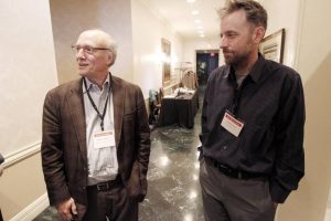 Dr. Bruce Miller, left, co-director of the Tau Consortium, and Todd Rainwater, right, son of Richard Rainwater and Rainwater Foundation member 